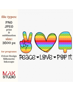 Peace love pop it png, Peace love pop it sublimation png